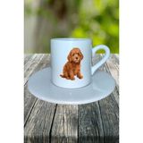 Poodle Köpek Baskılı Türk Kahvesi Fincanı Tabaklı Kişiye Özel Model 4