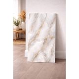 PooleMark 5 Adet Vinal Beyaz Mermer Desenli Kendinden Yapışkanlı PVC Duvar Paneli 60x30