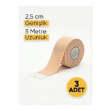 PooleMark Ten Rengi Kinezyoloji Bandı 3 Adet 2,5 cm x 5 m Esnek Nefes Alabilir Sporcu Ağrı Bandı Kas Destek Bandı