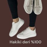 Pooma 2285 Deri Bayan Spor Ayakkabı - 02-Beyaz