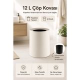 Poomy 12 L Çöp Kovası Kapaksız İç Kovalı Modern Banyo Mutfak Ofis Çöp Kutusu