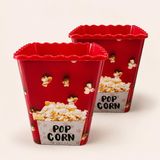 Poomy 2’li Popcorn Kovası, Kırmızı Plastik Mısır Kovası Seti, Sinema Gecesi Atıştırmalık Sunum Kabı, Dalgalı Kenar Tasarımlı, Hafif ve Dayanıklı Patlamış Mısır Kabı