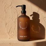 Poomy 500 ml Amber Cam Sıvı Sabunluk - Siyah Mat Pompalı, Buzlu Cam Şık Tasarım, Banyo ve Mutfak İçin Dekoratif Sabun Şişesi