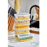 Poomy 6'Lı Set Silikon Tabanlı Dikdörtgen 1000 ml Difriz Saklama Kabı - Derin Dondurucu Saklama Kabı