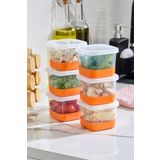 Poomy 6'Lı Set Silikon Tabanlı Dikdörtgen 550 ml Difriz Saklama Kabı - Derin Dondurucu Saklama Kabı