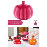Poomy Balkabağı Sunumluk 2 Katlı Fuşya Büyük Pratik Çerezlik, POO.18