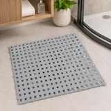 Poomy Banyo Yer Karosu 33x33 cm, Kaymaz Plastik Duş Matı, Geçmeli Modüler Banyo Paspası, Su Tahliye Delikli Islak Zemin Karosu, Lavabo Önü Duş Çıkışı Zemin Matı (Gri)