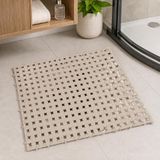 Poomy Banyo Yer Karosu 33x33 cm, Kaymaz Plastik Duş Matı, Geçmeli Modüler Banyo Paspası, Su Tahliye Delikli Islak Zemin Karosu, Lavabo Önü Duş Çıkışı Zemin Matı (Latte)