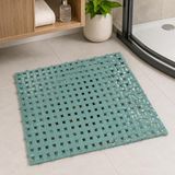 Poomy Banyo Yer Karosu 33x33 cm, Kaymaz Plastik Duş Matı, Geçmeli Modüler Banyo Paspası, Su Tahliye Delikli Islak Zemin Karosu, Lavabo Önü Duş Çıkışı Zemin Matı (Yeşil)