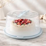 Poomy Yuvarlak Kek Pasta Saklama ve Taşıma Kabı, Şeffaf Kapaklı Kilitli Kek Fanusu, Taşıma Sa