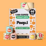 Poop.i %100 Ağartılmamış Bambu "MEGA RULO" 40 Tuvalet Kağıdı Fruity Loop Doğal Bej