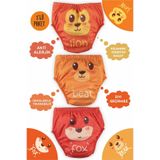 Poopes Yıkanabilir 3'lü Kombin Neseli Hayvanlar Alıştırma Külodu 1-2-3-4 Yaş, unisex, 1-2 Yaş
