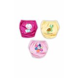Poopes100 Pamuk Kombin Alıştırma Külodu 3'Lü (GÜL-SARI-PEMBE / 2-3 Yaş)