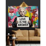 Pop Art Albert Einstein Aşk Sözleri Dekoratif Kanvas - Mdf Ahşap Tablo