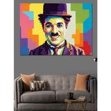Pop Art Charlie Chaplin Portresi Dekoratif Kanvas - Mdf Ahşap Tablo