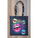 Pop Art - Dudaklar Bez Plaj ve Omuz Çantası - 35X37 - Çok - Renkli