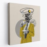 Pop Art Kahve İçen Çizgi Roman Kahramanı Dekoratif Kanvas Tablo, Duvar Dekoru 5801