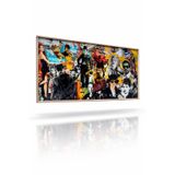 Pop Art Ünlüler Kolaj Cam Tablo, Çerçeveli Duvar Sanatı, Yatay Dikdörtgen, 120x60 cm, Oturma Odası ve Ofis için