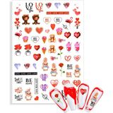 Pop Beauty Nail Art Tırnak Süsleme Sticker Tırnak Dövmesi Tırnak Tattoo Kırmızı- Pembe