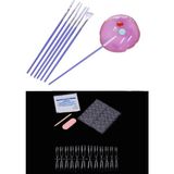 Pop Beauty Tırnak Süsleme Desen Fırça Seti, Oje ve Boya Karıştırıcı Reçine Palet, 24'lü Şeffaf Takma Tırnak - Pembe