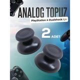 Pop Konsol Playstation 4 Dualshock Uyumlu Analog Topuz 2 Adet Başlık Ps4 Kol Yedek Parça Siyah