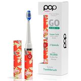 Pop Sonic Elektrikli Diş Fırçası (Kırmızı Çiçekli) - AAA Pil ile Seyahat Diş Fırçaları | 2 Hız ve 15.000-30.000 Vuruş/Dakika, Dupont Naylon Kıllı Çocuk Elektrikli Diş Fırçaları