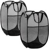 Pop Up Sepet, 2 ADET Mesh Pop Up Çamaşır Sepeti, Premium Pop Up Çamaşır Sepeti, Mesh Çamaşır Sepeti, Mesh Çamaşır Sepeti, Katlanabilir Popup Mesh Sepet, Katlanabilir Popup Mesh Sepet, Siyah