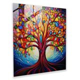 Popcas Canlı Hayat Ağacı Pop Art Kanvas Tablo - Hayat Ağacı Canlı Ev Dekorasyonu Duvar Dekorasyonu 100x100