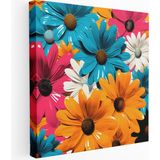 Popcas Retro Papatya Pop Art Kanvas Tablo - 100x100