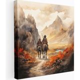 Popcas Yüzüklerin Efendisi Tuval Tablo - Masalsı Yolculuk Mordor Dağı'na - Yüzüklerin Efendisi Masalsı Suluboya Illüstrasyon Duvar Sanatı Tuval Tablo - 70x70