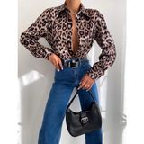 Pophlin Leopar Saten Oversize Gömlek