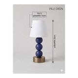 poplinhome Pilli Kablosuz Üçlü Küre Ahşap Gövdeli Abajur - 25 cm Renkli Masa Lambası