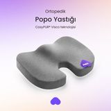 Popo Pillow Ortopedik Popo Yastığı, Cosypur® Visco Teknolojisi Oturma Minderi - 45 x 35 cm - Gri