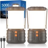 PopoIron 2 paket LED 5000 mAh şarj edilebilir kamp fener el feneri gece lambası elektrik kesintileri acil durum malzemeleri ev için, taşınabilir pil işletilen hayatta kalma aksesuarları Essentials çadır ışık