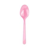 Poppy Plastik Renkli Pembe Kaşık 100 Adet(4 Paket)