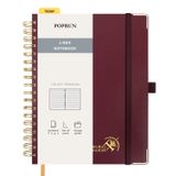 POPRUN B5 çizgili not defteri, yatay çizgili günlük, spiral not defterleri, 120 GSM kağıt, 220 numaralı sayfa, yapışkan kayıt kartları ve 8 yırtma yapraklı sert kapak