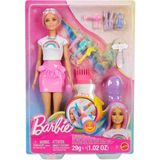 PopŞeker Barbie Gökkuşağı Saçlar Bebeği - Renkli Saçlı ve Aksesuar Zenginli Kuaför Seti