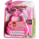 PopŞeker Oyuncak Mini Piyano ve Aksesuar Seti – 14 cm Sesli Çocuk Piyanosu Pembe