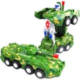 PopŞeker Transformers Askeri Zırhlı Tank Sesli Işıklı Çarpıp Dönen Oyuncak Tank Çocuklar İçin Eğlenceli