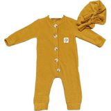 Popshops Baby 692PS Kız Bebek Kadife Şapkalı Hardal Tulum - - - 9 - 12 Ay