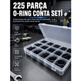 popüler 225 Parça O-Ring Conta Seti 18 Farklı Ölçü Kauçuk Sızdırmazlık Conta Organizer Kut