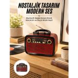 popüler Nostalji Radyo Bluetooth Hoparlör USB-SD Kart Giriş Led Fener Işıklı Bataryalı Pilli