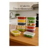 Popüler Sepet 12’li Derin Dondurucu Saklama Kabı & Organizeri 1 Lt 12,5X19,5X5,5 cm