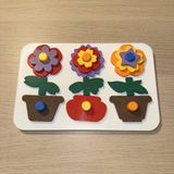 Popüler Sepet 3D Baskı Saksıda Çiçek Puzzle Tahtası - Katmanlı Çiçek İnşa Etme ve Renk Eşleştirme Seti, Montessori Oyuncak