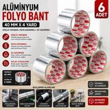 Popüler Sepet Alüminyum Folyo Bant 40 mm x 4 Yard 6’lı Paket Isıya Dayanıklı Güçlü Yapışkanlı Izolasyon Bandı