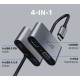 Popüler Sepet Inca ITPC-06T Type-C Hub X4 HDMI 4k@30 Hz+ Vga+ USB 3.0+Pd 100W Alumınyum Kasa Çoklayıcı