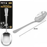 Popüler Sepet Metal Servis Kaşığı - 21 cm - Krom Renk - Metalik Gri