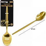 Popüler Sepet Metal Servis Kaşığı - Gold Renk - 27 cm - Altın Sarısı