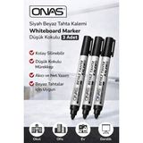Popüler Sepet Onas Siyah Beyaz Tahta Kalemi Whiteboard Marker Düşük Kokulu 3 Adet