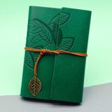 Popüler Sepet Yeşil Yaprak Desenli Deri Defter